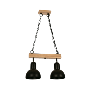 LC0809 Lámpara colgante con detalles de madera 2 luces