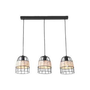 LC1805 LÁMPARA COLGANTE TIPO CANASTA NEGRO 3 LUCES