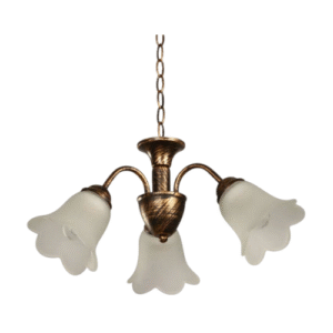 LC2903 LÁMPARA COLGANTE FLORES DORADO, 3 LUCES 60W