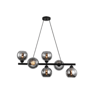 LC3305 LÁMPARA COLGANTE 6 LUCES VIDRIO HUMO