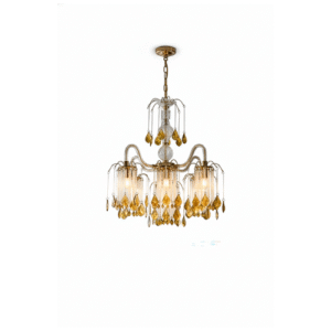 LC3902 LÁMPARA COLGANTE LLUVIA 6 LUCES AMBAR