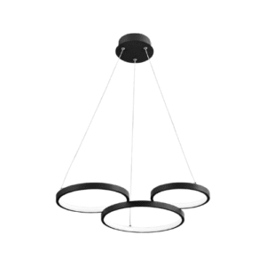 LC5759 LÁMPARA COLGANTE LED 47W 3 AROS NEGROS, LUZ CÁLIDA