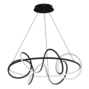 LC5760 LAMPARA COLGANTE LED NEGRA ONDULADA 50W, 3 TONOS DE LUZ