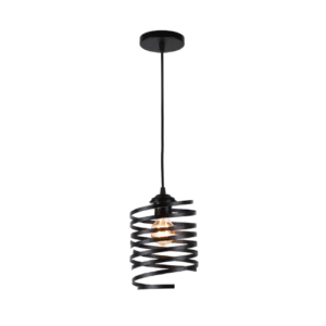 LC5830 LÁMPARA COLGANTE RESORTE 1 LUZ, NEGRO