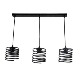 LC5831 LÁMPARA COLGANTE RESORTE 3 LUCES, NEGRO