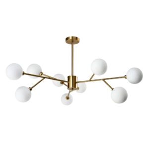 LT5223 LÁMPARA COLGANTE DORADA 9 GLOBOS BLANCO