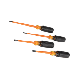 HE1920 JUEGO DE DESARMADORES CON AISLAMIENTO Y DE PUNTAS PHILLIPS Y CABINET DELGADAS Y CUADRADAS, 4 PIEZAS