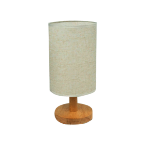 LM3110 LÁMPARA DE MESA TELA BLANCA BASEDE MADERA REDONDA
