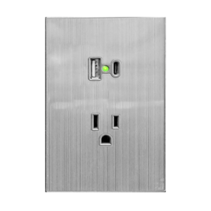 AR1432 TOMACORRIENTE + USB+ TIPO C PLATEADO PREMIUM
