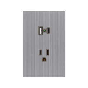 AR1432 TOMACORRIENTE + USB+ TIPO C PLATEADO PREMIUM