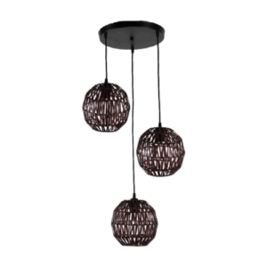 LC2936 LÁMPARA COLGANTE RATTAN OSCURO 3 LUCES