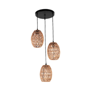 LC2951 LÁMPARA COLGANTE RATTAN MADERA 3 LUCES