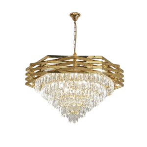 LC5854 LÁMPARA COLGANTE CRISTAL DORADA 10 LUCES