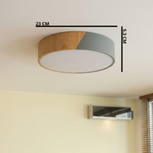 LT1521 LÁMPARA DE TECHO LED 12W 9" GRIS/MADERA, 3 TONOS DE LUZ