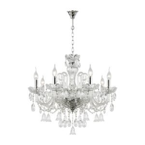 LC0804 LÁMPARA CHANDELIER VIDRIO TRANSPARENTE 8 LUCES E14