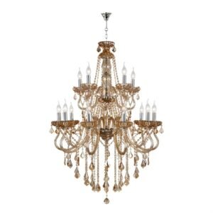 LC0806 LÁMPARA CHANDELIER VIDRIO AMBAR 15 LUCES E14