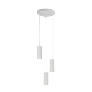 LC0935 LÁMPARA COLGANTE CILÍNDRICA BLANCA 3 LUCES GU10