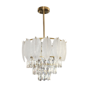 LC1810 LÁMPARA COLGANTE 5 LUCES CRISTAL BASE DORADA
