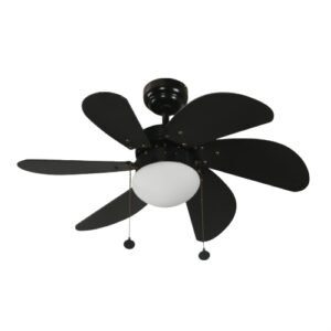 LV0511 VENTILADOR DE TECHO 6 ASPAS NEGRO 1 LUZ E27