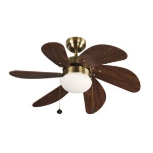LV0518 VENTILADOR DE TECHO 6 ASPAS CAFÉ 1 LUZ E27