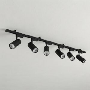 KIT DE 6 SPOTS DE 12W COLOR NEGRO EN RIEL DE 2 METROS