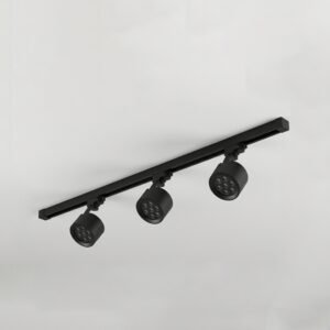 KIT DE 3 SPOTS COLOR NEGRO CON REFLECTOR EN RIEL DE 1 METRO