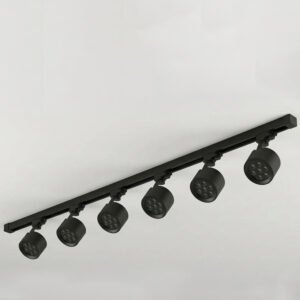 KIT DE 6 SPOTS COLOR NEGRO CON REFLECTOR EN RIEL DE 2 METROS